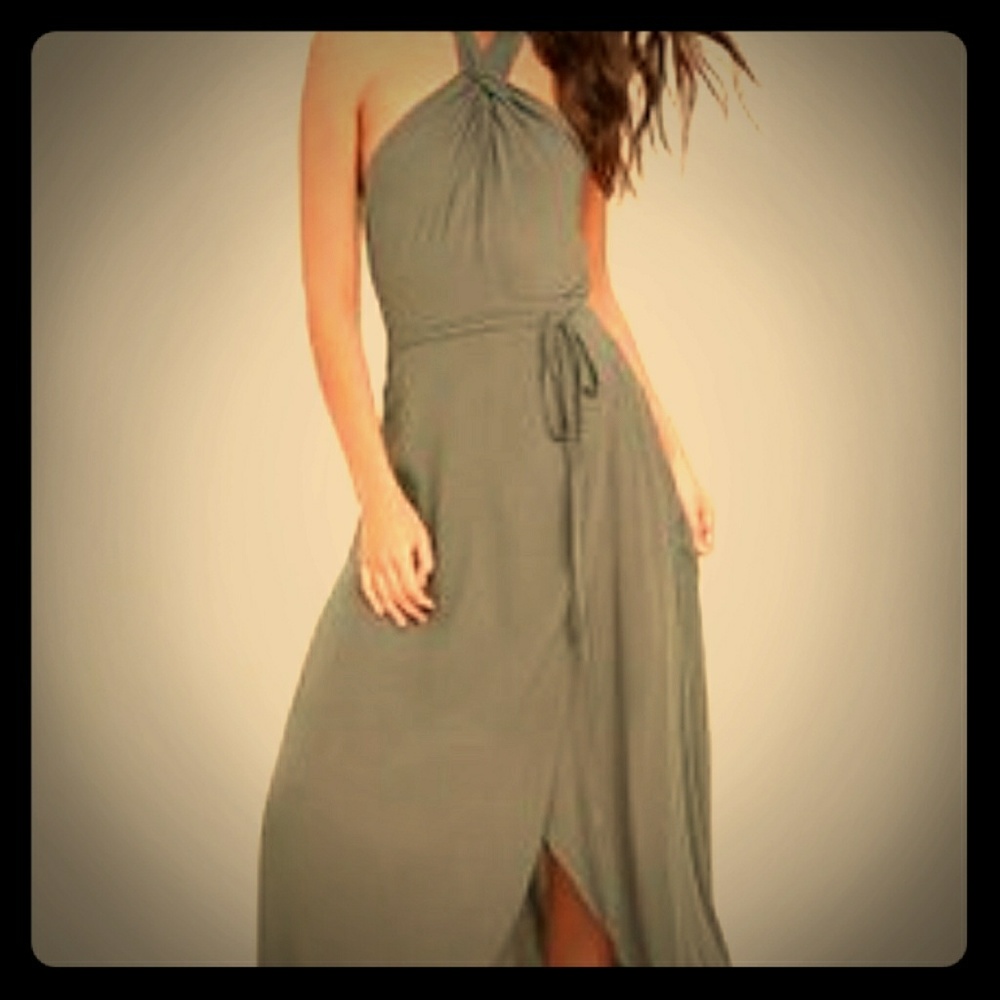 | Lulus | halter olive wrap dress